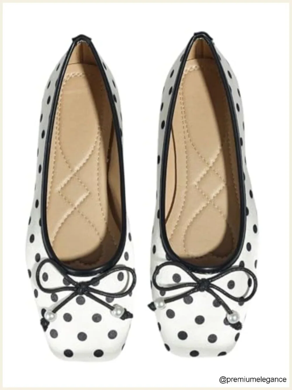 Polka Dots Bowknot Ballet Flats Square Toe Slip On